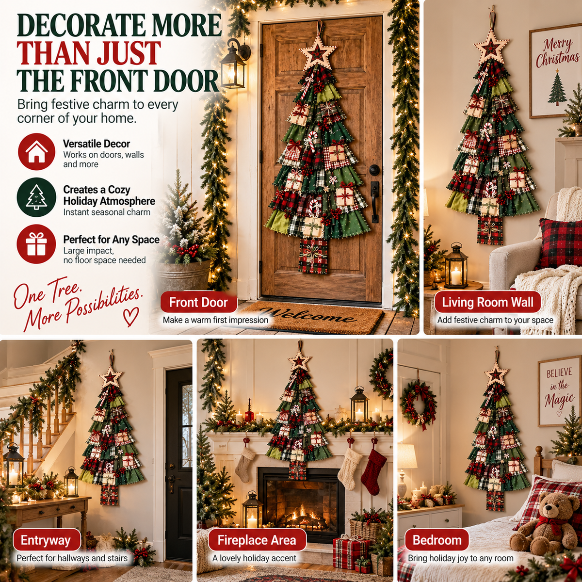 Handmade Fabric Christmas Tree Door Hanging Decor 🎄
