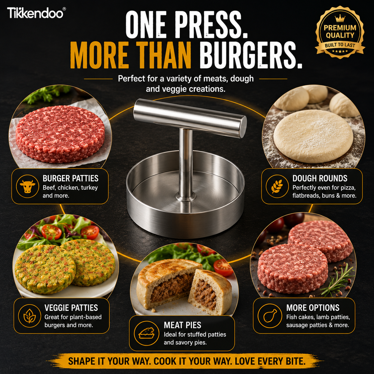 🍔 2 PACK Manual Burger Patty Press – Uniform Round Patties for Grilling, Meal Prep & Home Cooking|BBQ FAVORITE