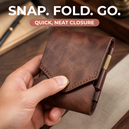 Compact Double-Flap Wallet with Built-In Pen Slot & Get a Free Pen💰
