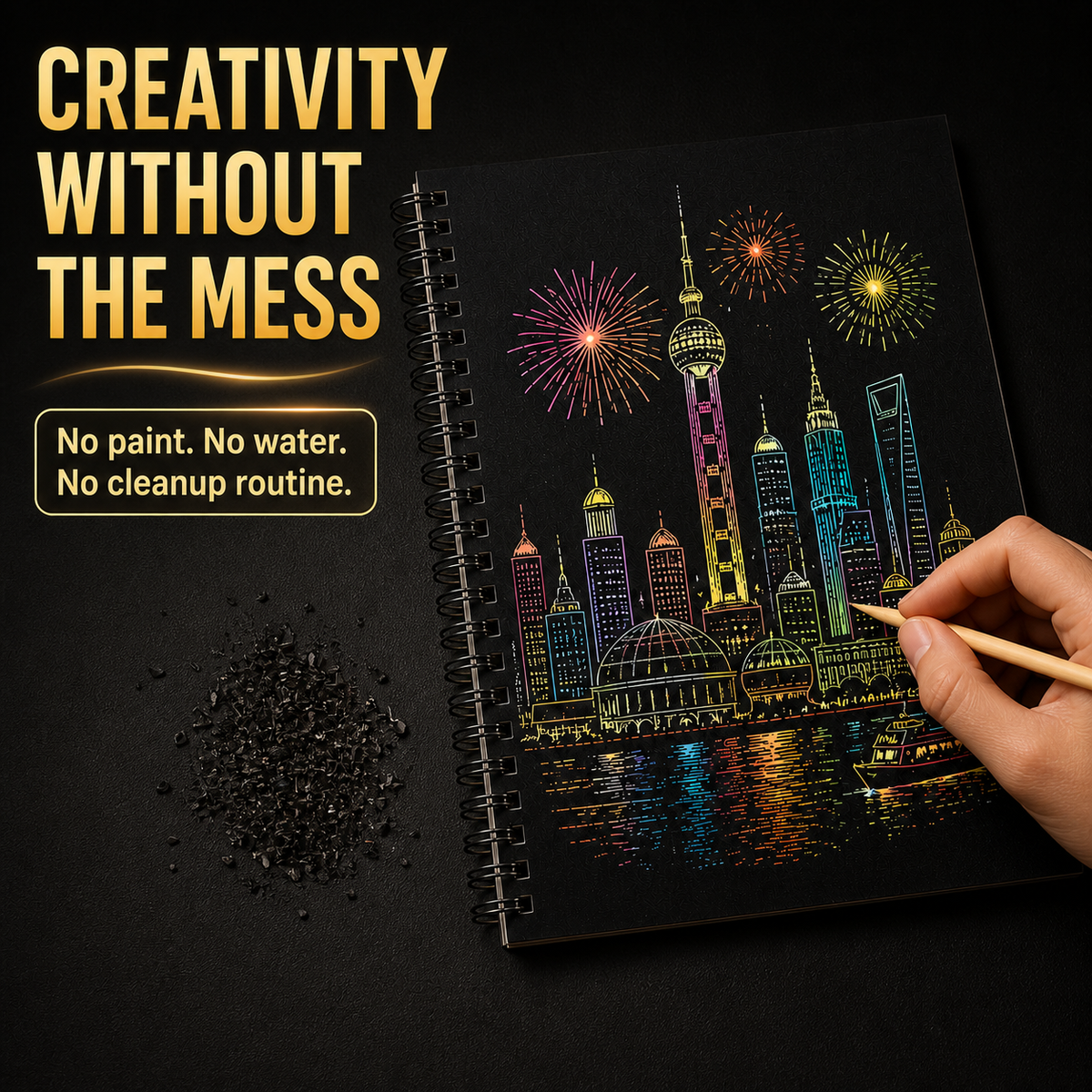 Colorful City Series Scratch Art Book for Adults Foil Engraving Scratch Painting