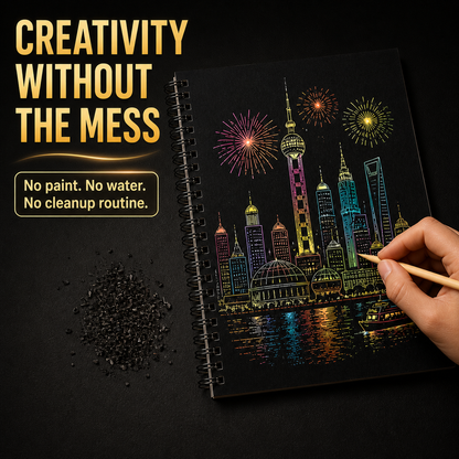 Colorful City Series Scratch Art Book for Adults Foil Engraving Scratch Painting