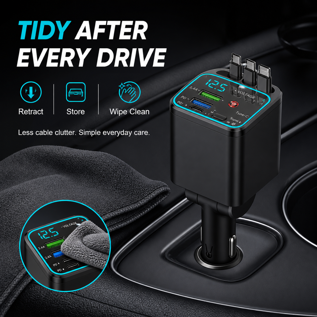✨Starry Ambient Light 7-in-1 Fast Car Charger