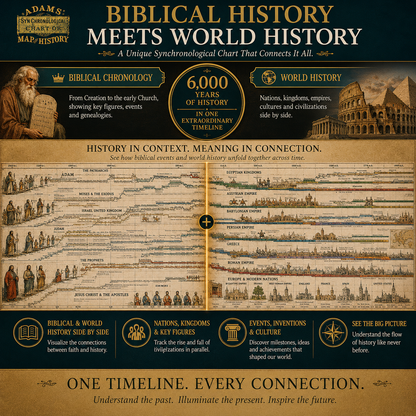 📜 6,000-Year Biblical & World History Timeline Chart | Giant Fold-Out Wall Map ✨