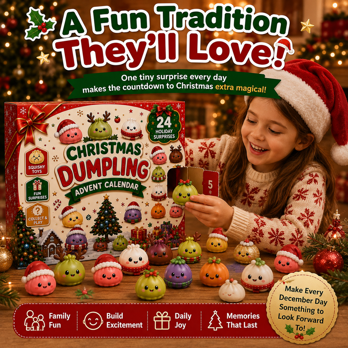 🎅 Cute Christmas Advent Calendar: 24 Days of Squishy Dumplings 🥟