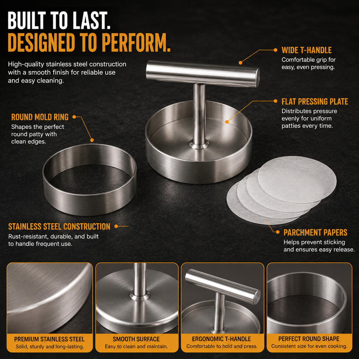🍔 2 PACK Manual Burger Patty Press – Uniform Round Patties for Grilling, Meal Prep & Home Cooking|BBQ FAVORITE