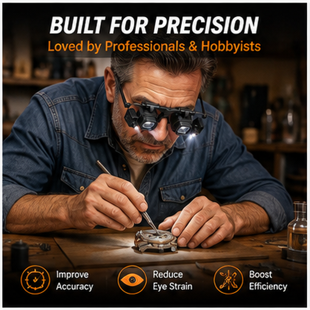 🔍 Head-Mounted LED Magnifying Glasses with Interchangeable Lenses