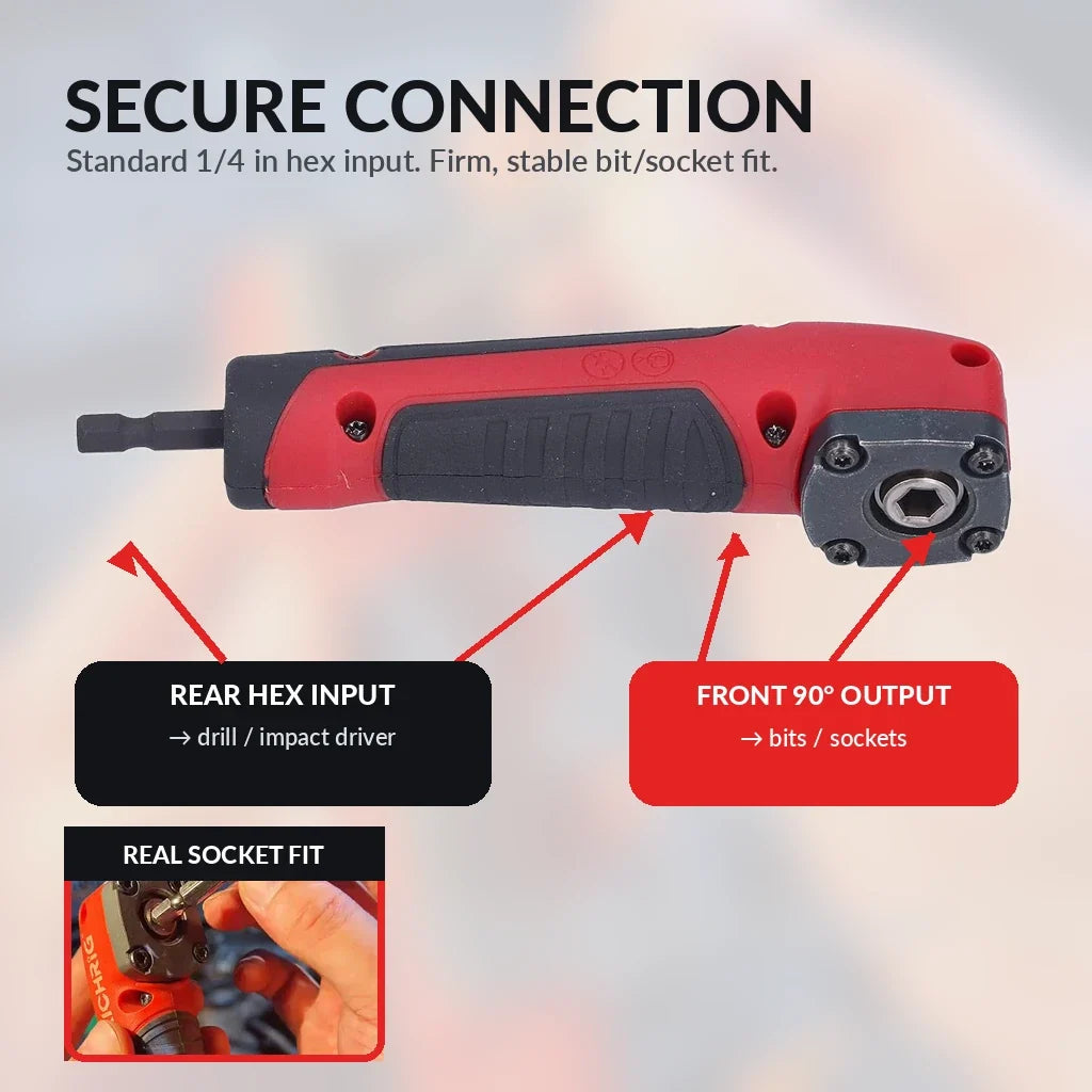 90° Right Angle Drill Adapter for Tight-Space Fastening
