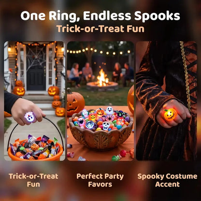 🎃 50PCS Light-Up Halloween Rings for Kids