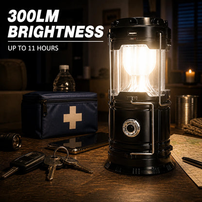 Collapsible Solar Rechargeable Camping Lantern with Magnetic Base & Hanging Hook