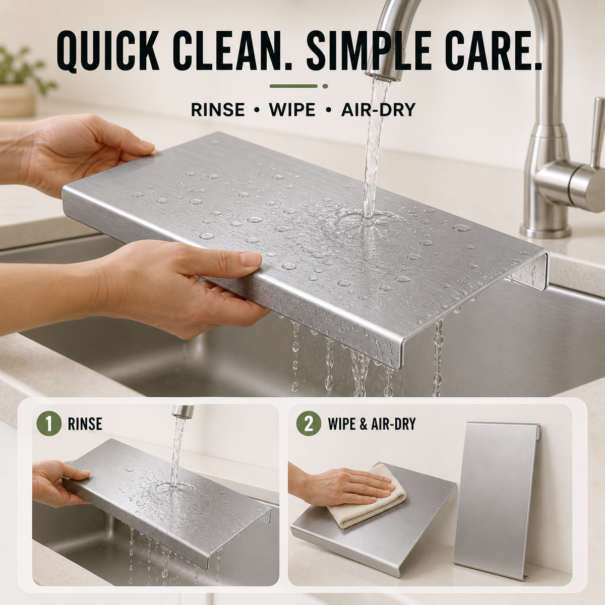 Stainless Steel Countertop Cutting & Pastry Board with Stabilizing Lip