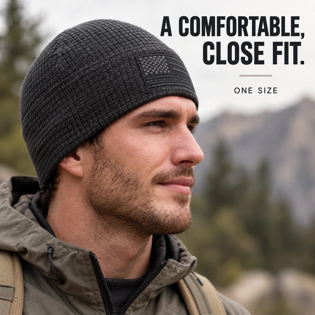 USA Flag Grid Fleece Beanie