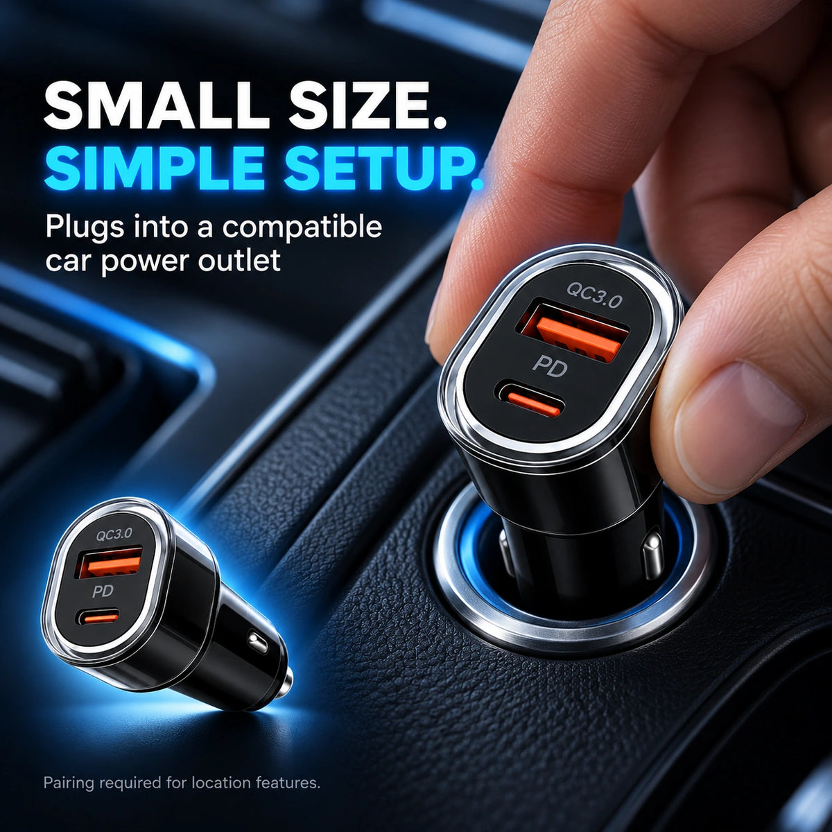 2-in-1 Car Charger & Vehicle Finder
