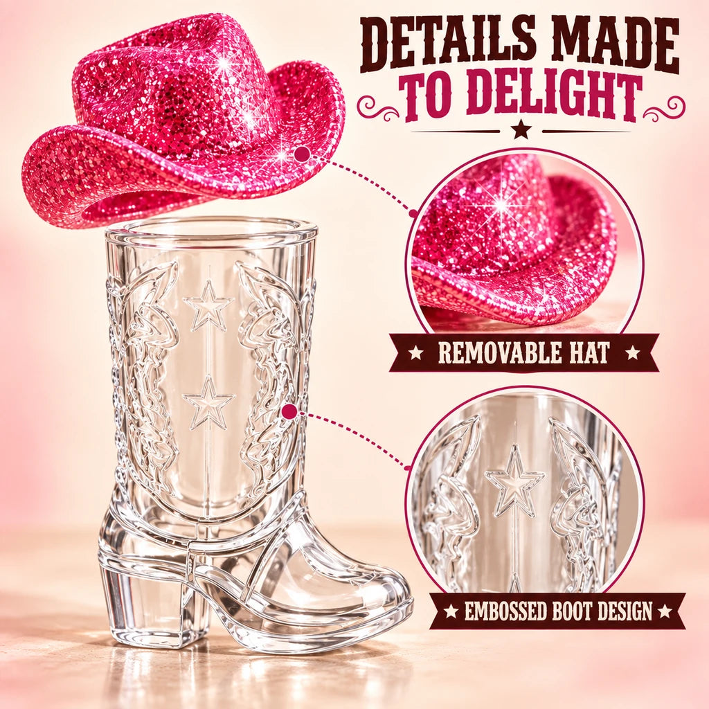 Mini Cowboy Boot Shot Cups with Decorative Hats