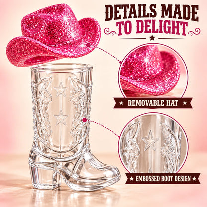 Mini Cowboy Boot Shot Cups with Decorative Hats