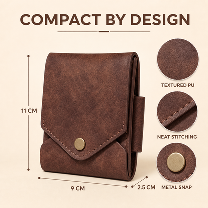 Compact Double-Flap Wallet with Built-In Pen Slot & Get a Free Pen💰