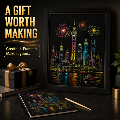 Colorful City Series Scratch Art Book for Adults Foil Engraving Scratch Painting