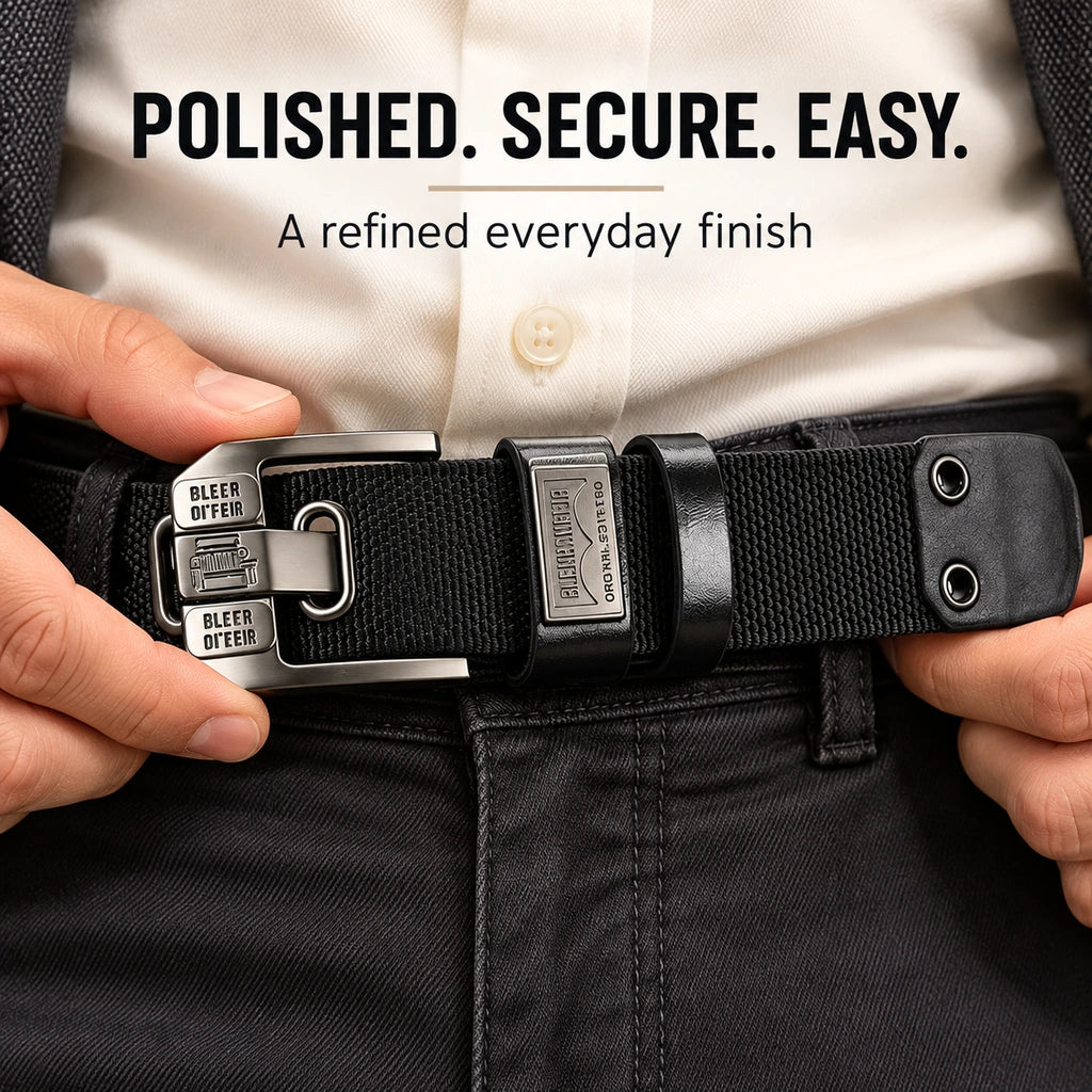 Holeless Stretch Belt with Square Metal Buckle