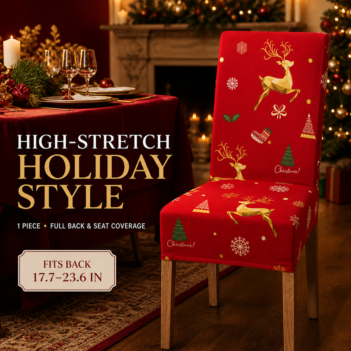 ✨ Transform Your Dining Room in Seconds! 🎄 Ultra-Stretch Christmas Chair Covers