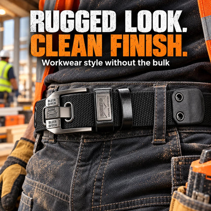 Holeless Stretch Belt with Square Metal Buckle