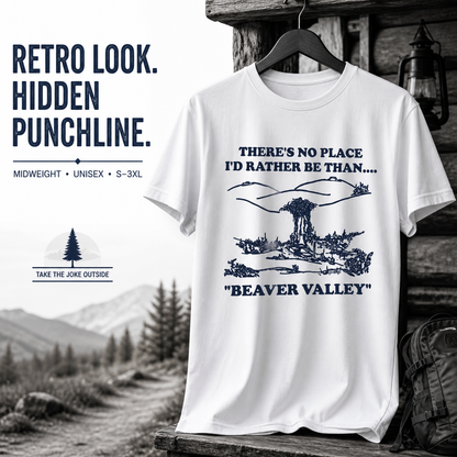 Beaver Valley Vintage Graphic T-Shirt – Retro Outdoor Humor Unisex Tee