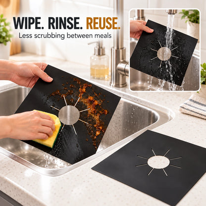 🥘 Reusable Gas Stove Burner Liners♻️ (Set of 4)