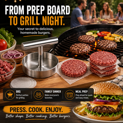 🍔 2 PACK Manual Burger Patty Press – Uniform Round Patties for Grilling, Meal Prep & Home Cooking|BBQ FAVORITE