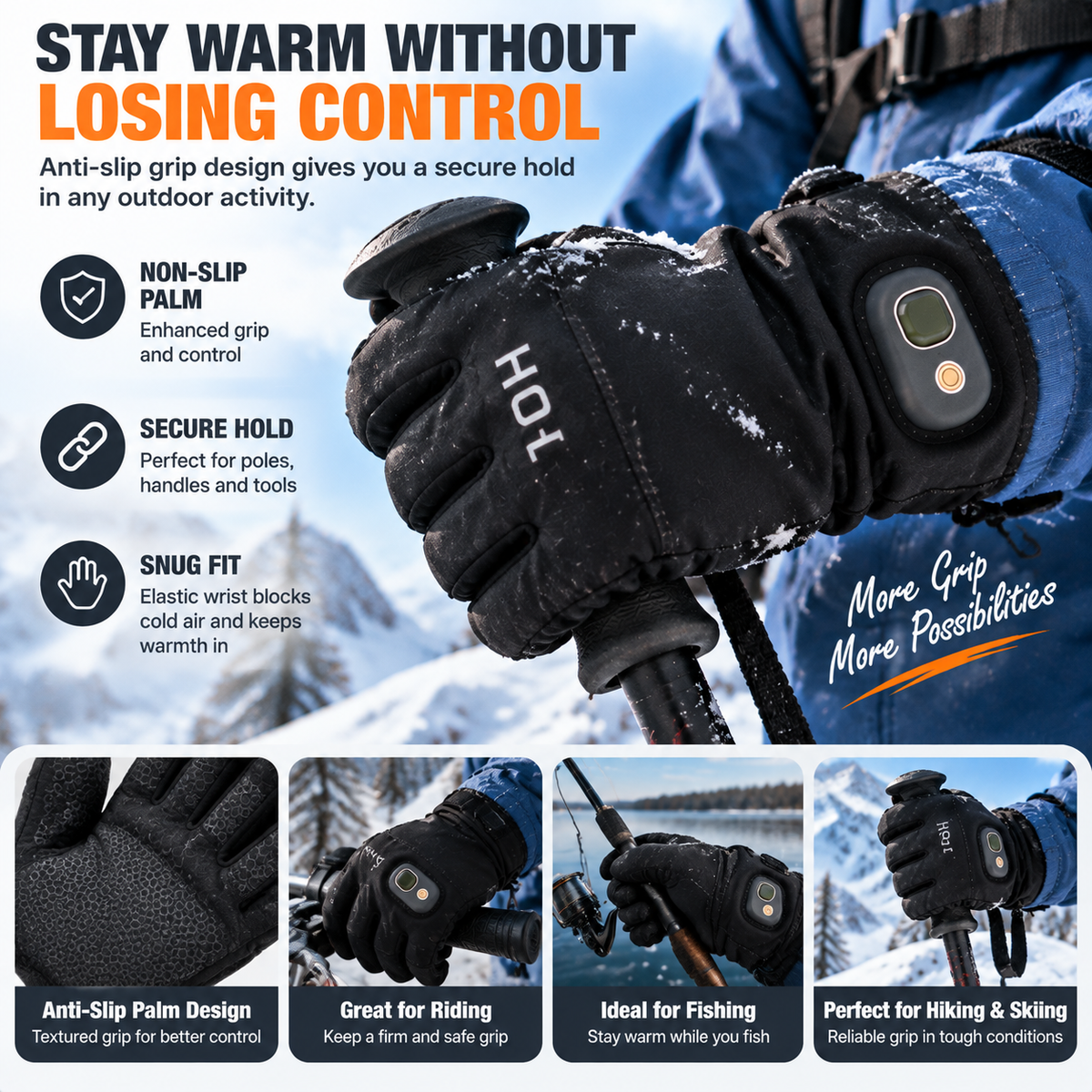 🔥 49%OFF Today | Rechargeable Heated Gloves – Touchscreen Winter Gloves with Adjustable Heat for Skiing, Hiking & Outdoor Use