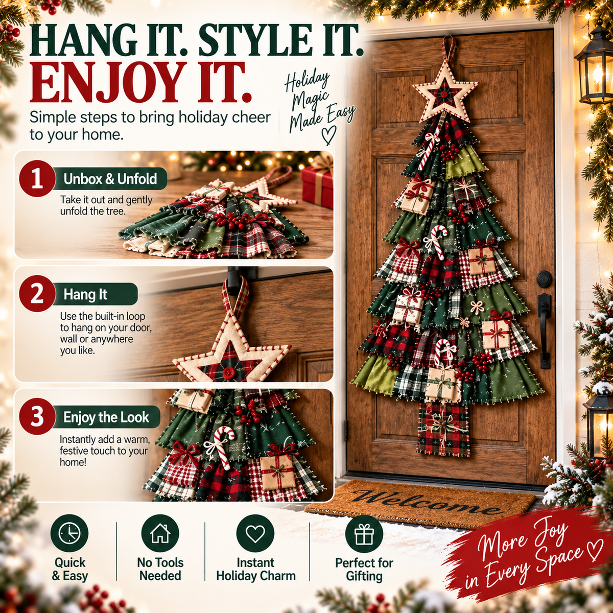 Handmade Fabric Christmas Tree Door Hanging Decor 🎄