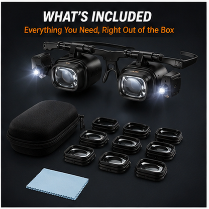 🔍 Head-Mounted LED Magnifying Glasses with Interchangeable Lenses