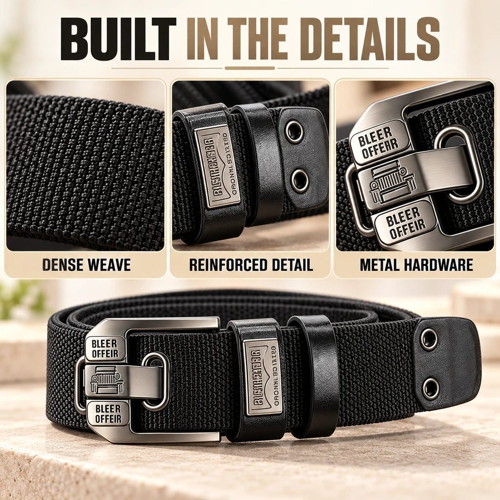 Holeless Stretch Belt with Square Metal Buckle