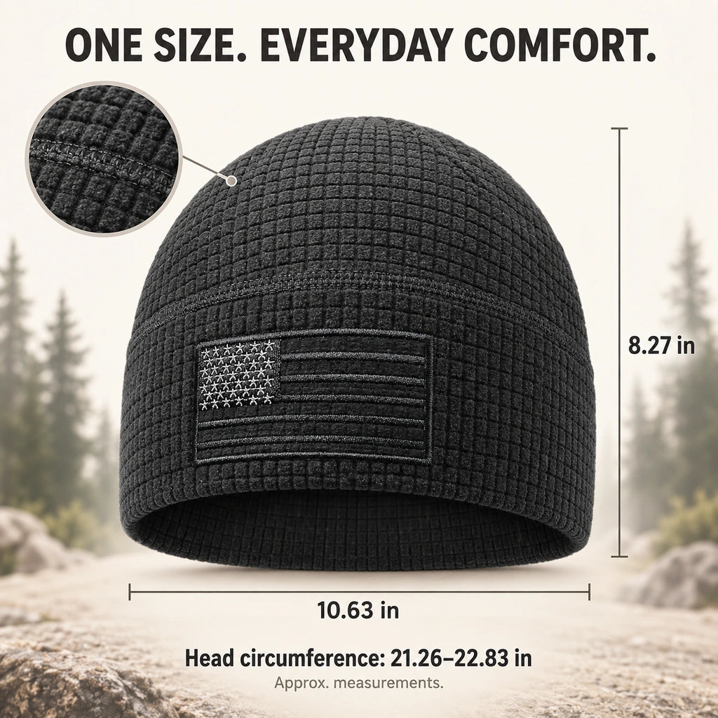 USA Flag Grid Fleece Beanie