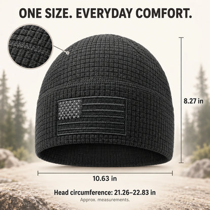 USA Flag Grid Fleece Beanie