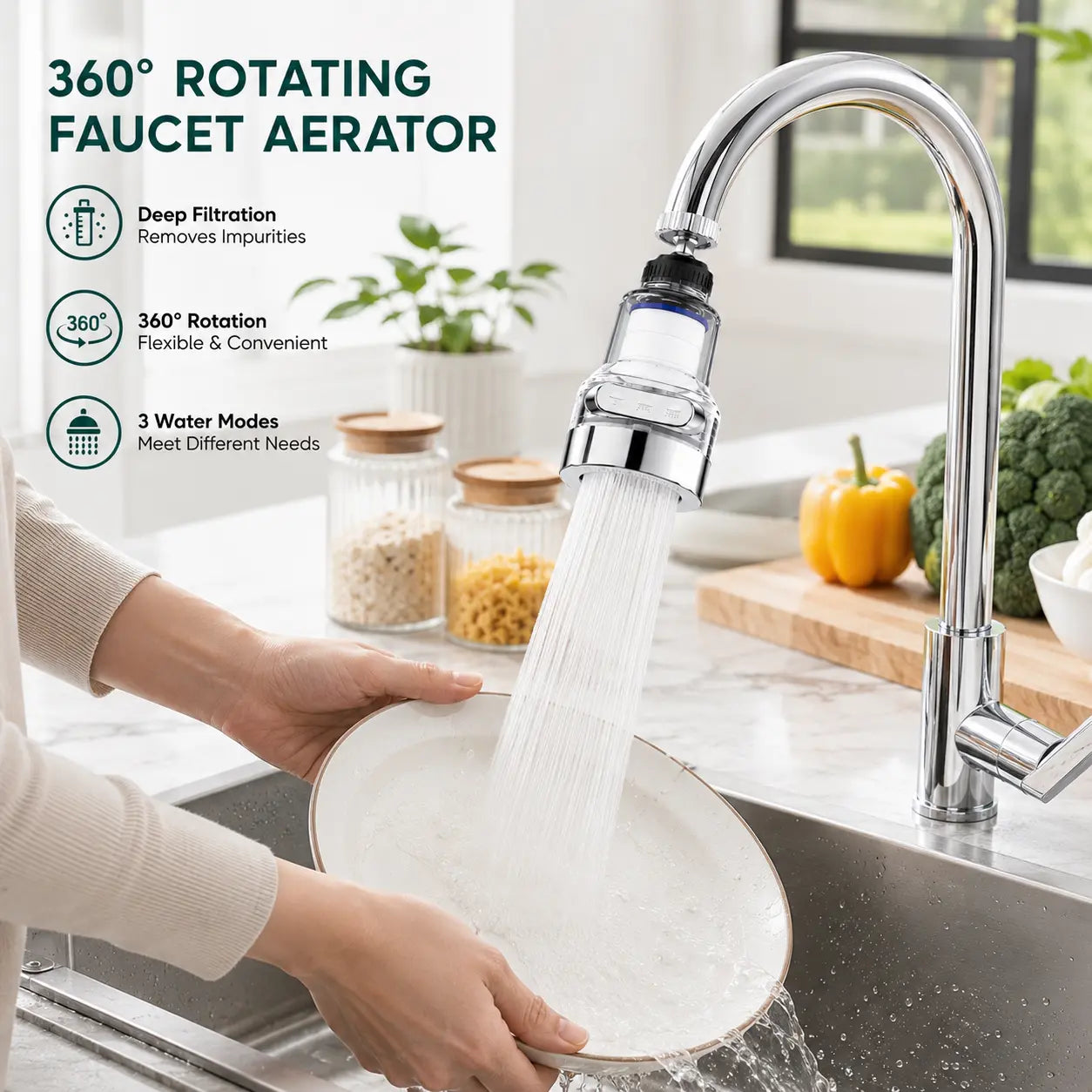 💧360° Ultimate Sink Upgrader | Splash-Proof Aerator + 10-Filter Value Pack 🚿