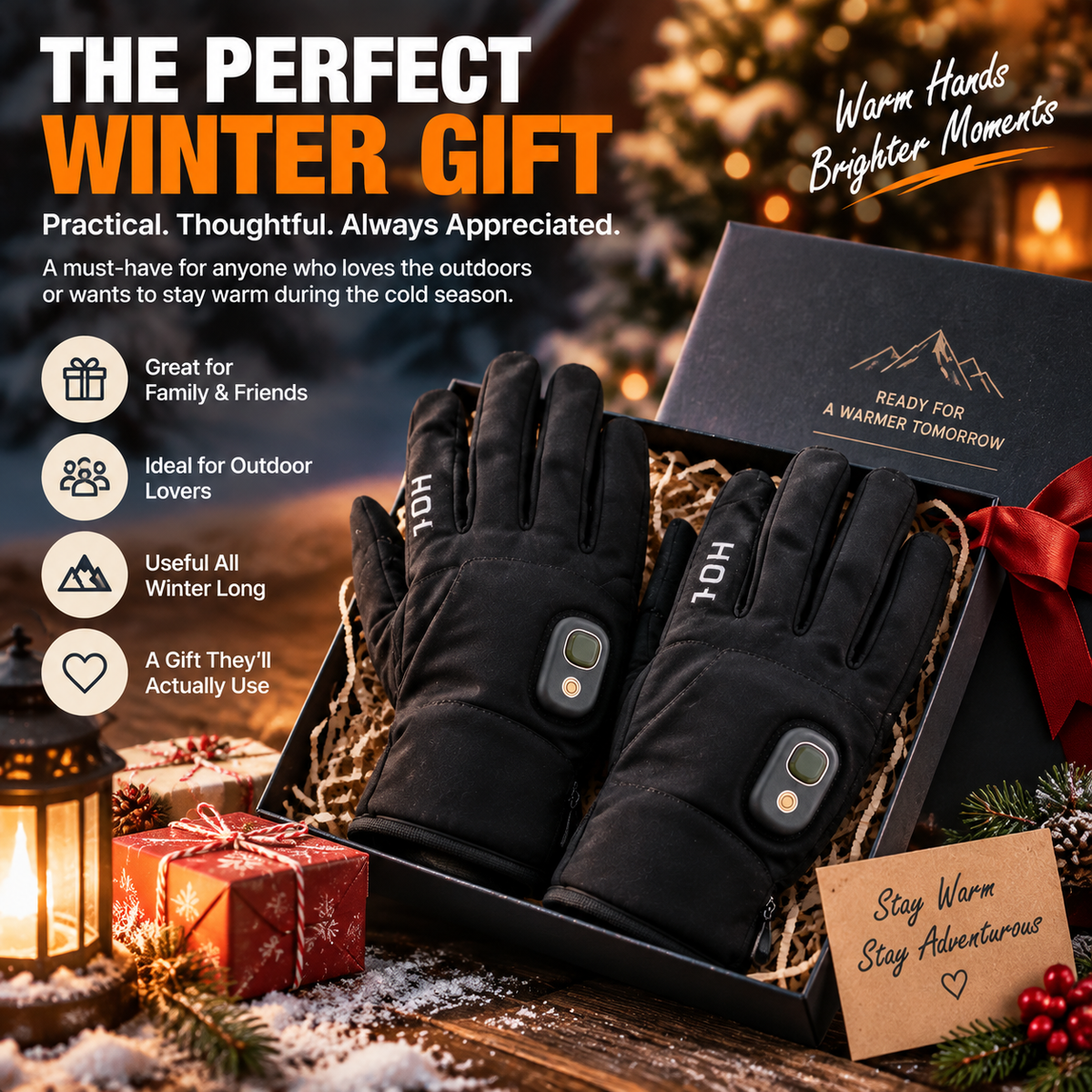 🔥 49%OFF Today | Rechargeable Heated Gloves – Touchscreen Winter Gloves with Adjustable Heat for Skiing, Hiking & Outdoor Use