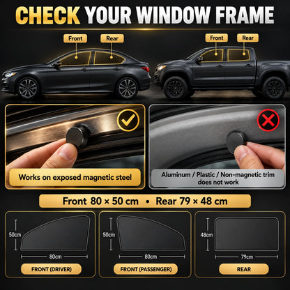 Magnetic Car Side Window Curtains – 4-Piece Front & Rear Privacy Sunshade Set