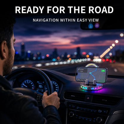 Wireless Car Mount Charger with RGB Light, Auto-Clamping