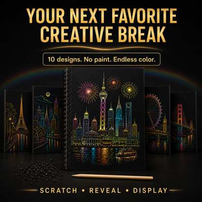 Colorful City Series Scratch Art Book for Adults Foil Engraving Scratch Painting