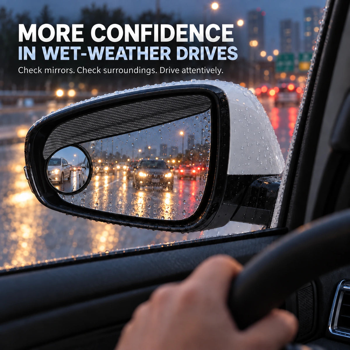 Car Rearview Mirror Rain Visor with Adjustable Blind Spot Mirror