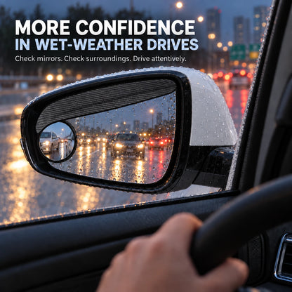 Car Rearview Mirror Rain Visor with Adjustable Blind Spot Mirror