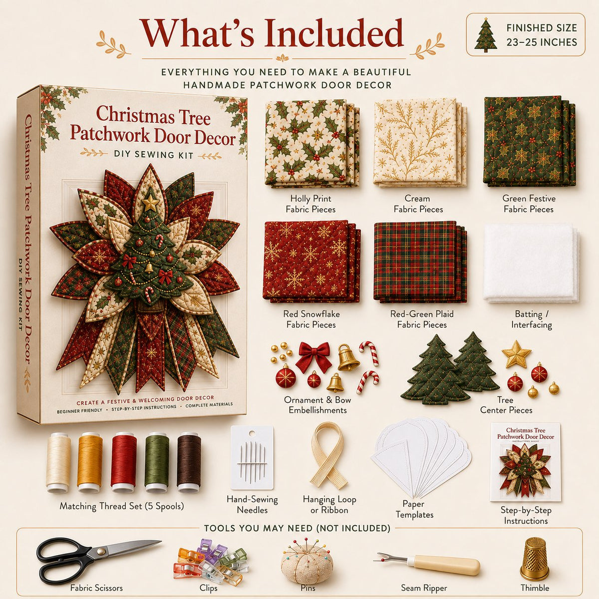 ✂️ Beginner Friendly Christmas Door Hanging Quilt Kit | Easy Holiday DIY Sewing Craft 🌟