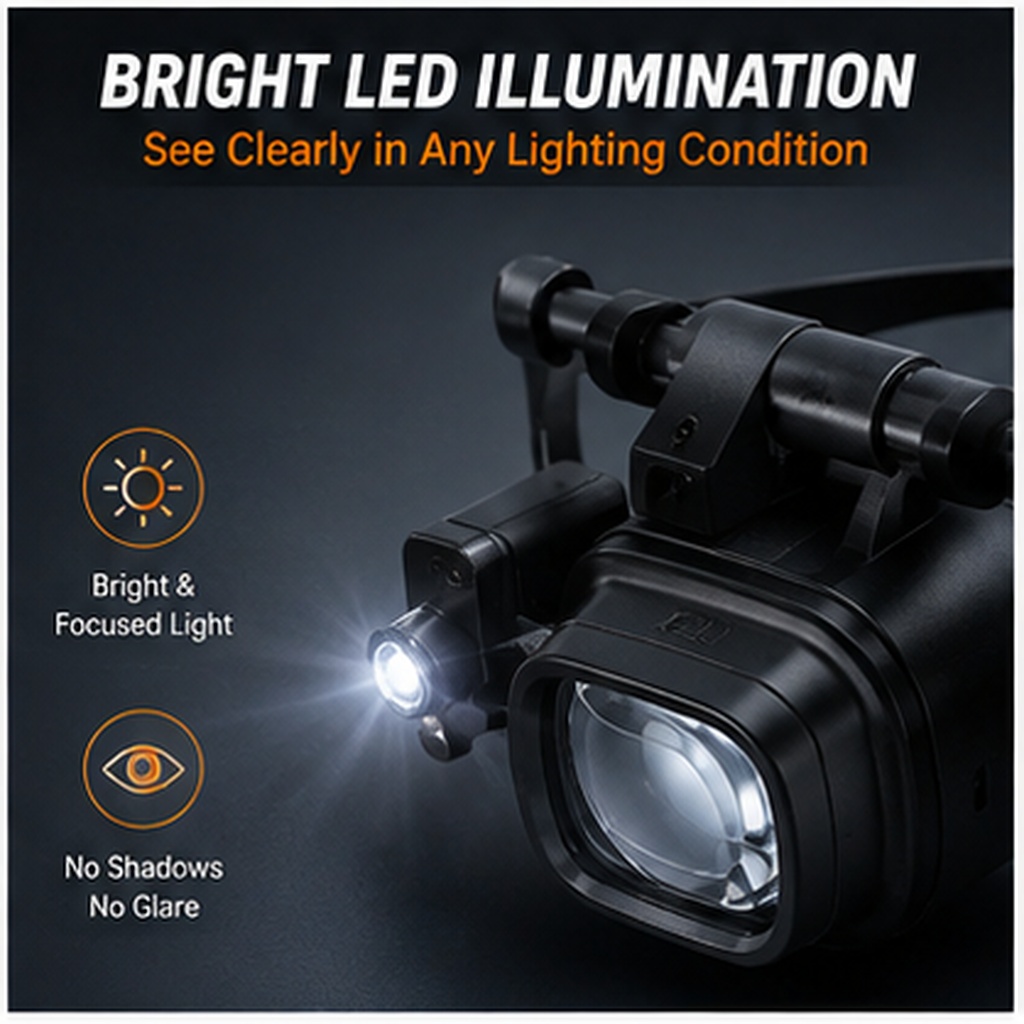 🔍 Head-Mounted LED Magnifying Glasses with Interchangeable Lenses
