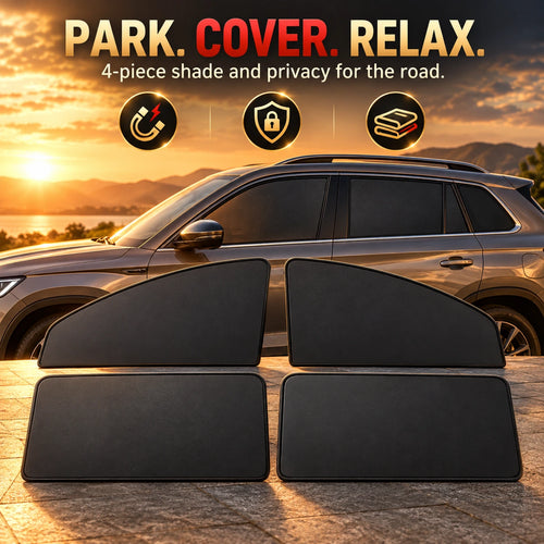Magnetic Car Side Window Curtains – 4-Piece Front & Rear Privacy Sunshade Set