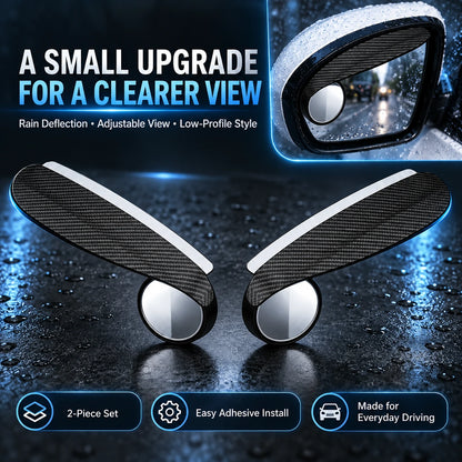 Car Rearview Mirror Rain Visor with Adjustable Blind Spot Mirror
