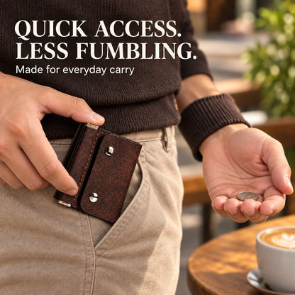 Vintage Compact Trifold Wallet with Quick-Access Coin Pocket