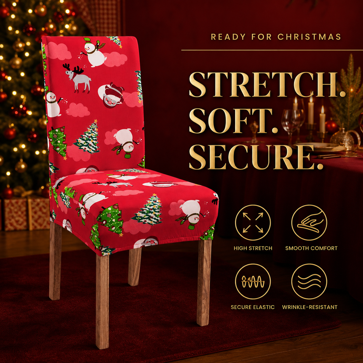 ✨ Transform Your Dining Room in Seconds! 🎄 Ultra-Stretch Christmas Chair Covers
