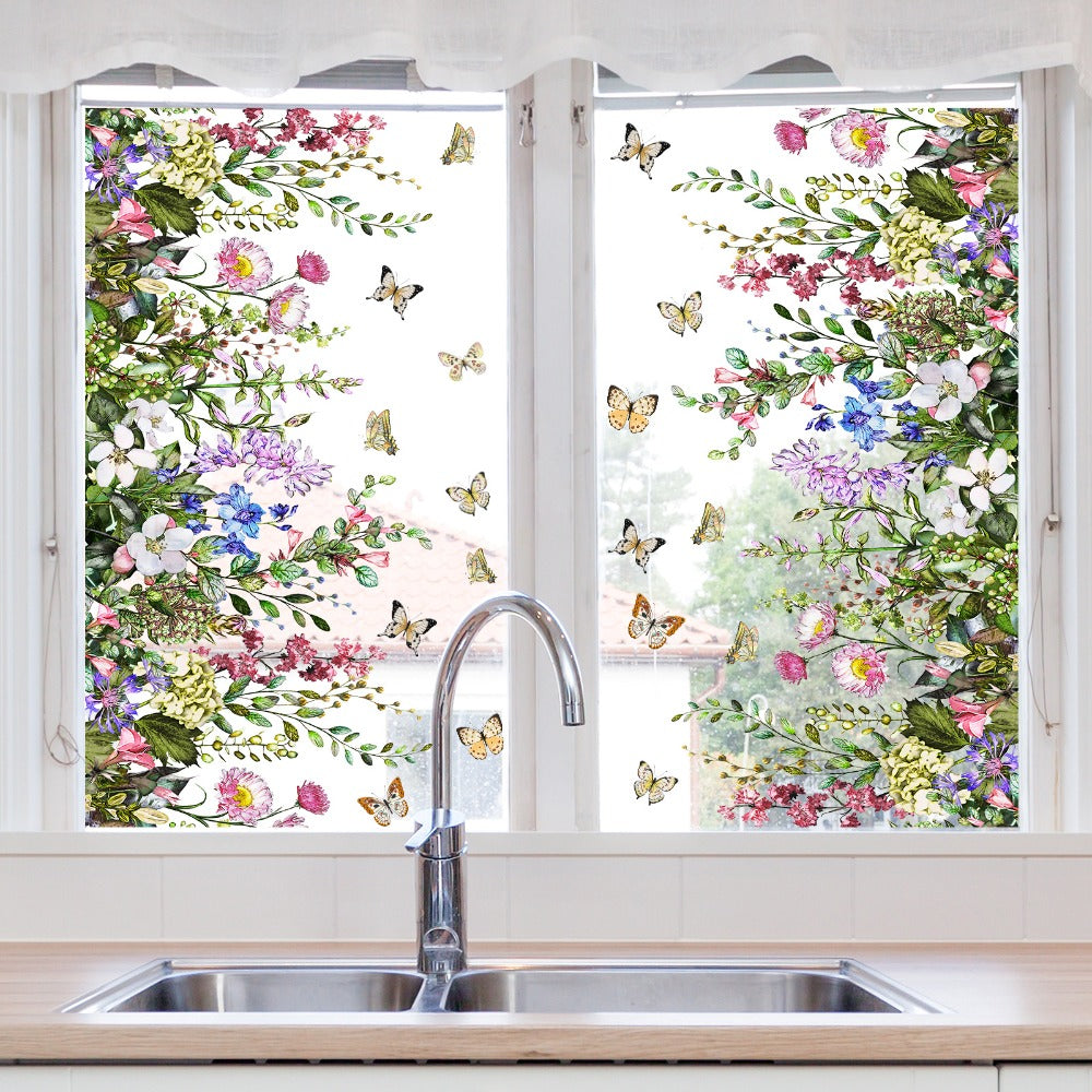 Spring Floral & Butterfly Window Stickers (2-Piece Set)