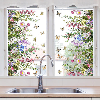 Spring Floral & Butterfly Window Stickers (2-Piece Set)