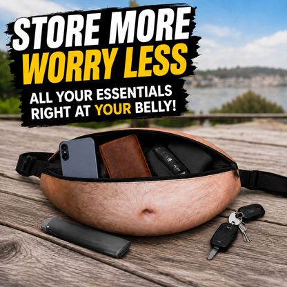 😂 Fake Beer Belly Fanny Pack - Hilarious Dad Bod Waist Bag for Pranks & Parties 🍻