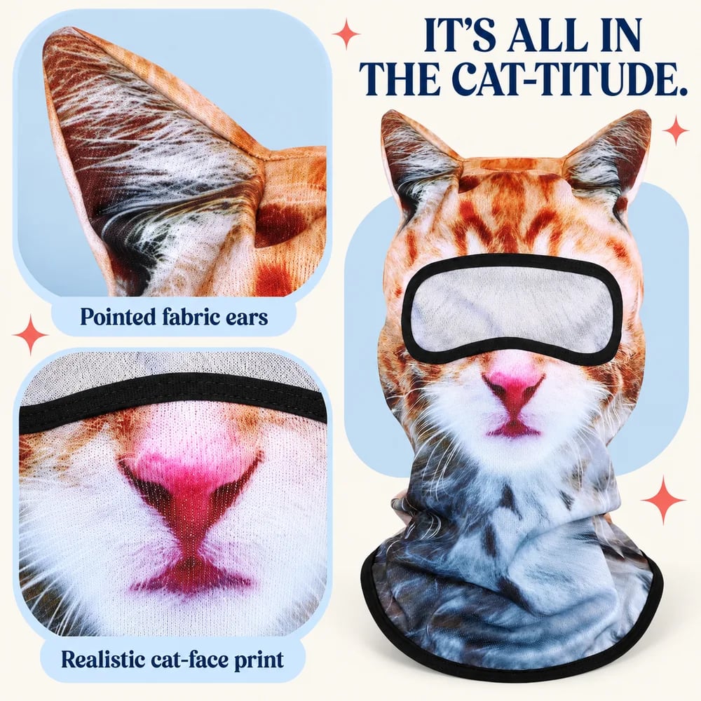 🔥🐱3D Realistic Animal Head Mask for Skiing, Cycling & Costume Parties