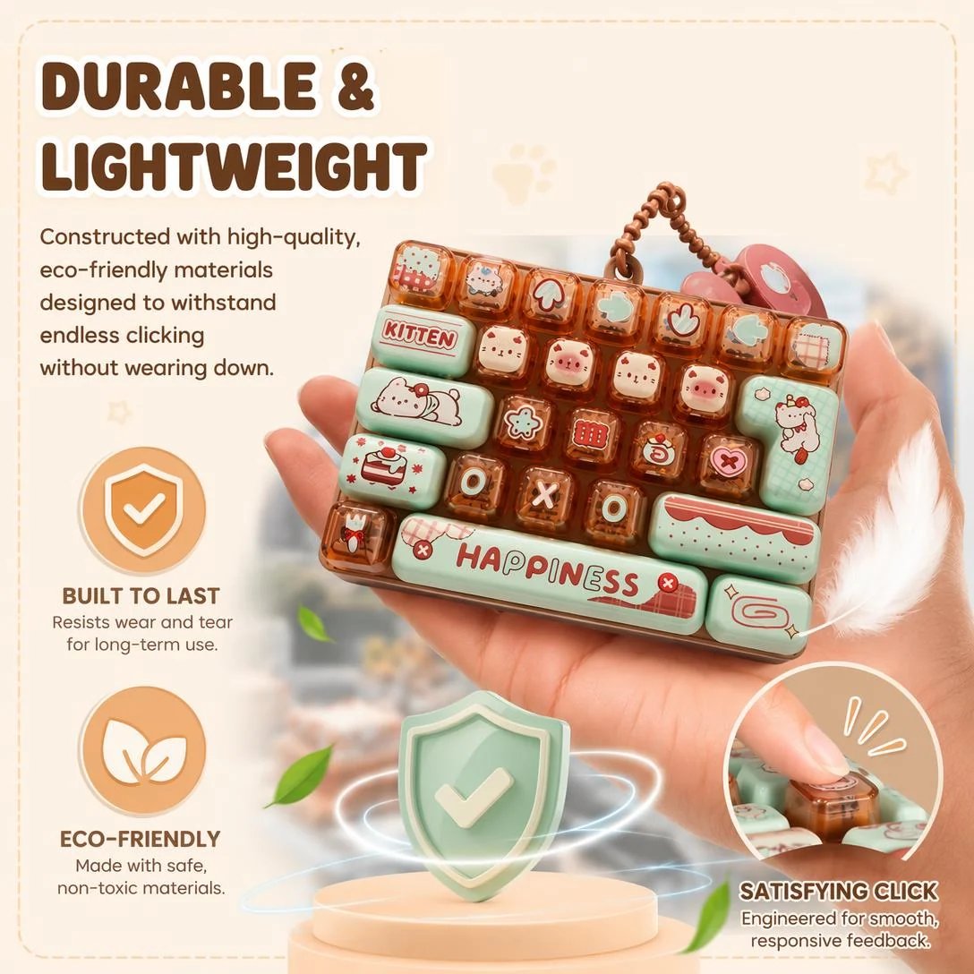 🐱26-Key Mini Fidget Keyboard Keychain